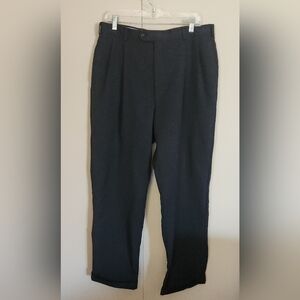 Tommy Hilfiger Classic Black Pleated Cuffed Dress Pants w Buttons For Suspenders